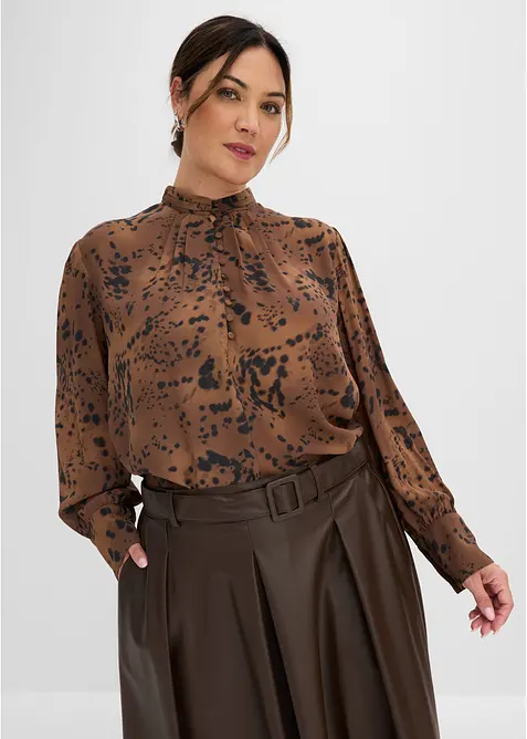 Blouse en mousseline &agrave; col montant, bonprix