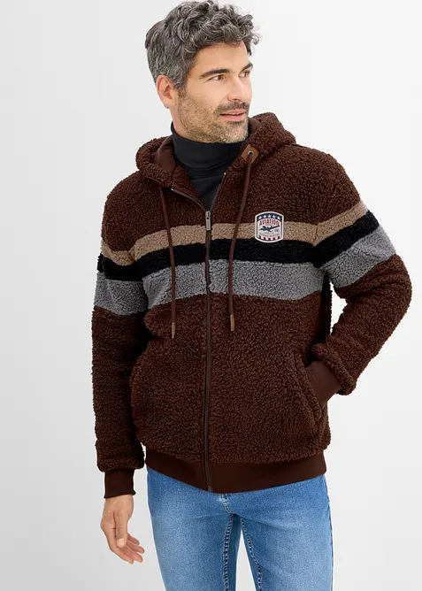 Teddy-Fleecejacke mit Kapuze, bonprix