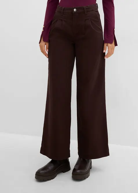 Wide-Leg Bundfalten-Hose mit Bequembund, bonprix