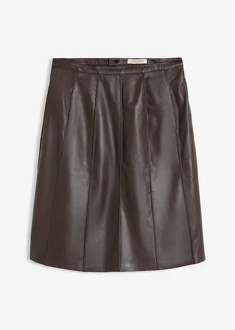 Jupe &eacute;vas&eacute;e en cuir d&rsquo;agneau nappa, bonprix