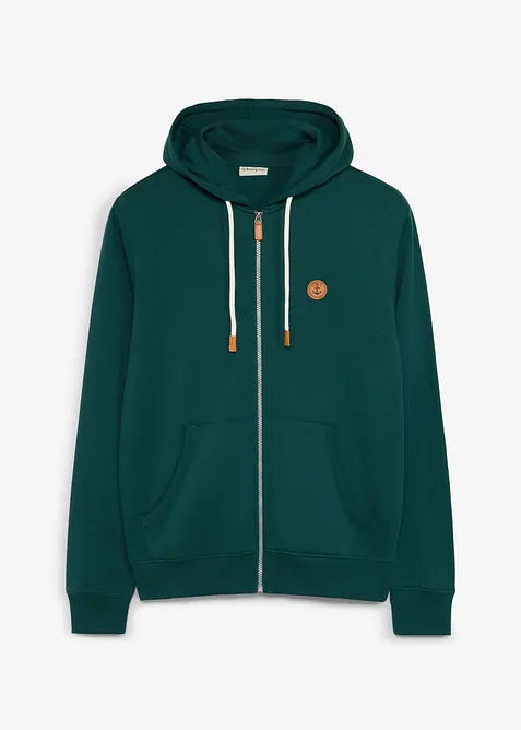 Sweat zipp&eacute; &agrave; capuche et d&eacute;tails enduits, bonprix