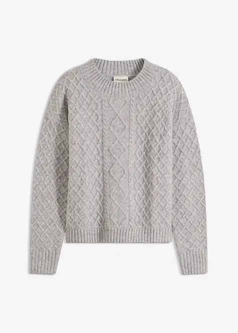 Pull en maille torsad&eacute;e, bonprix