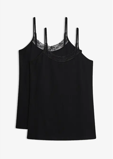 Lot de 2 d&eacute;bardeurs coton et dentelle, bonprix