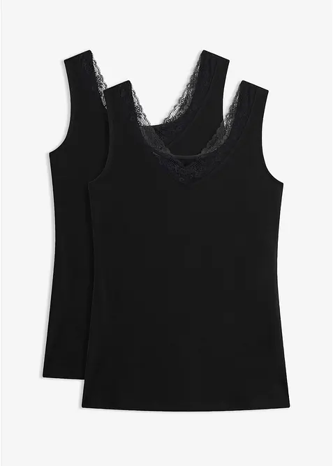 Lot de 2 d&eacute;bardeurs coton et dentelle, bonprix