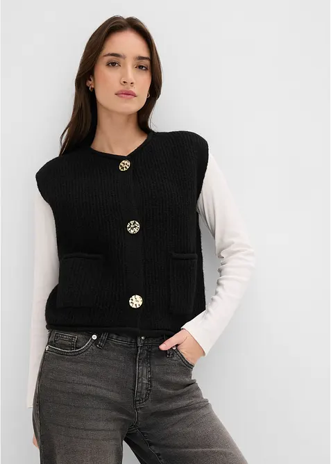 Strickweste mit dekorativen Kn&ouml;pfen, bonprix