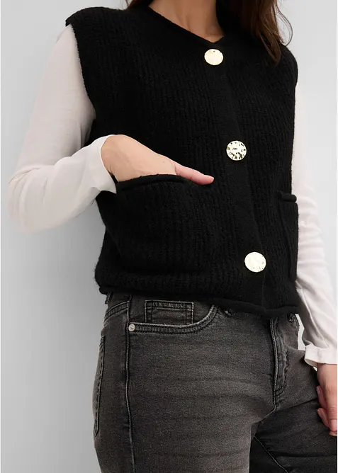 Strickweste mit dekorativen Kn&ouml;pfen, bonprix