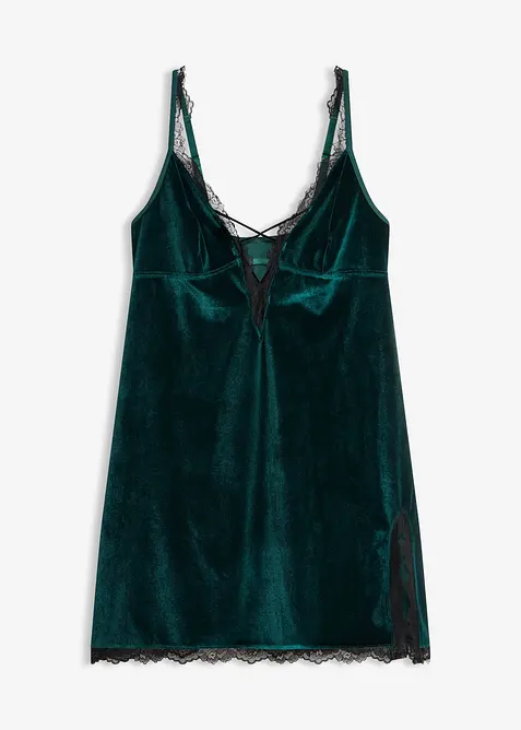 Samtkleid mit Spitze, bonprix