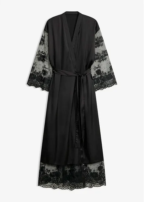 Satin Kimono mit Spitze, bonprix