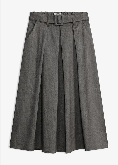 Jupe pliss&eacute;e &agrave; chevrons avec ceinture (ens. 2 pces), bonprix