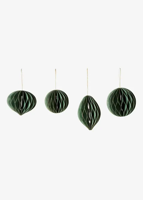 Set de boules de No&euml;l en papier &agrave; suspendre (ens. 4 pces), bonprix