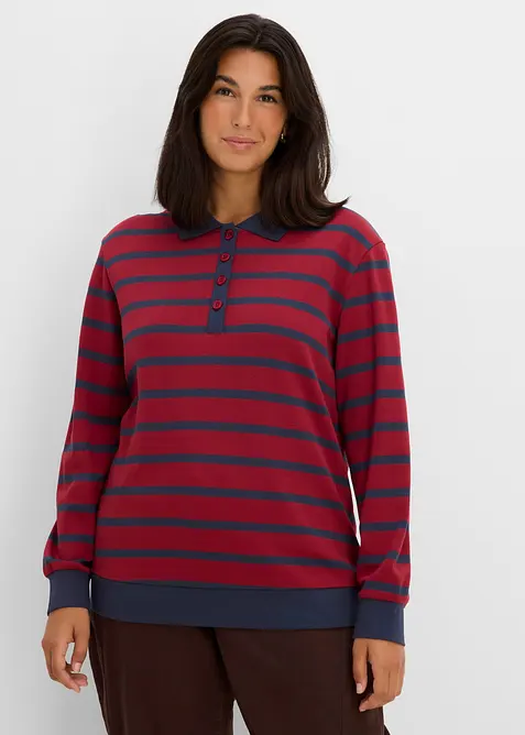 Polo manches longues en coton &eacute;pais, bonprix