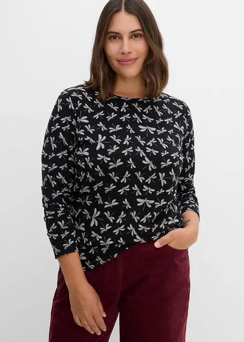 Lot de 3 T-shirts manches longues en coton extensible, bonprix