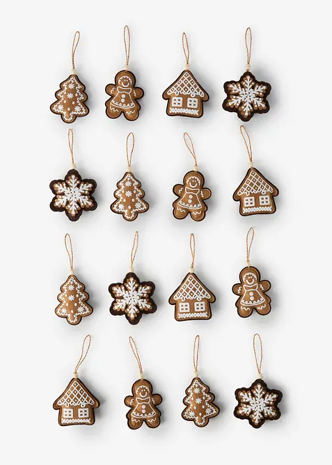 H&auml;ngedeko in Lebkuchen Design (16er Pack), bonprix