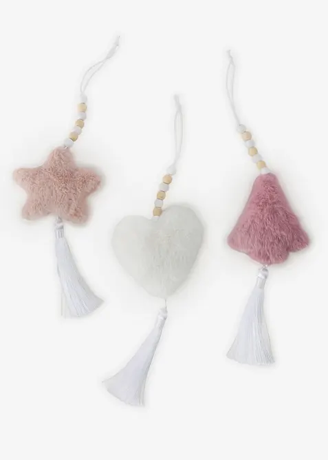 H&auml;ngedeko Baumschmuck mit Pl&uuml;sch (3er Pack), bonprix