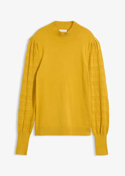 Pull en fine maille &agrave; manches ajour&eacute;es, bonprix