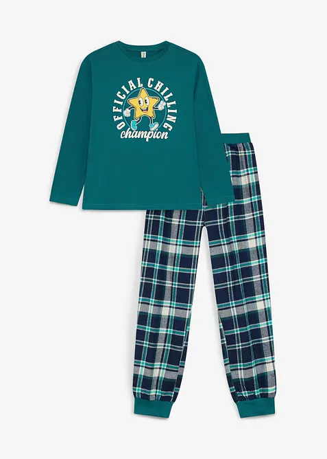 Pyjama enfant en coton avec pantalon en flanelle (ens. 2 pces), bonprix