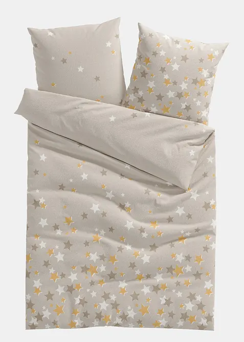 Parure de lit en flanelle de coton m&eacute;lang&eacute;, bonprix