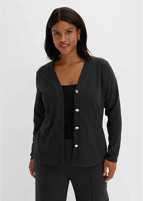 Gilet doux en maille c&ocirc;tel&eacute;e, bonprix