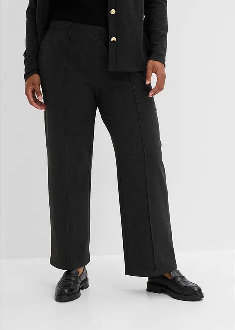 Pantalon doux en jersey c&ocirc;tel&eacute;, taille &eacute;lastiqu&eacute;e, bonprix