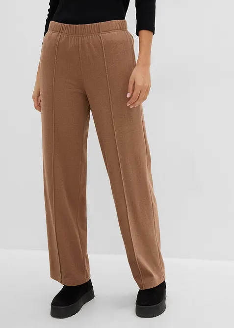 Pantalon doux en jersey c&ocirc;tel&eacute;, taille &eacute;lastiqu&eacute;e, bonprix