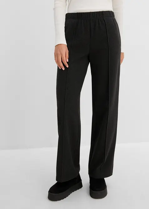 Pantalon doux en jersey c&ocirc;tel&eacute;, taille &eacute;lastiqu&eacute;e, bonprix