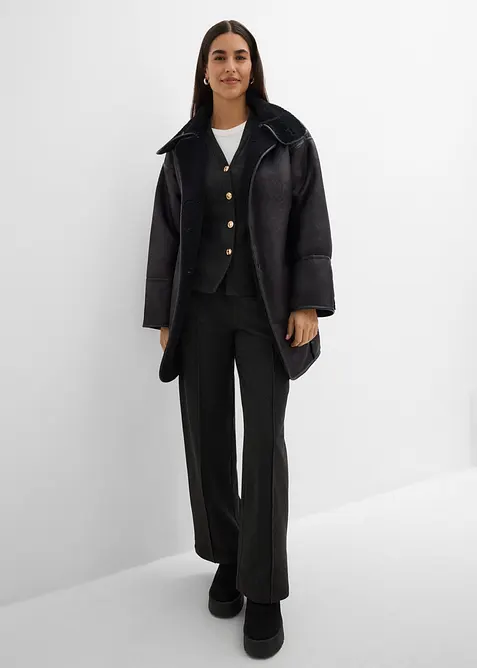 Pantalon doux en jersey c&ocirc;tel&eacute;, taille &eacute;lastiqu&eacute;e, bonprix