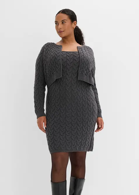 Robe en maille avec bol&eacute;ro, effet 2en1, bonprix