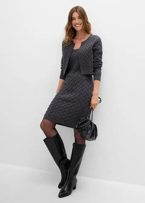 Robe en maille avec bol&eacute;ro, effet 2en1, bonprix