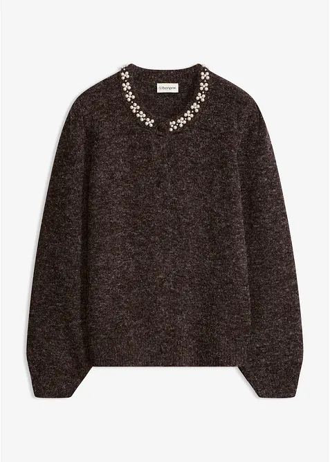 Gilet en maille &agrave; manches bouffantes, bonprix