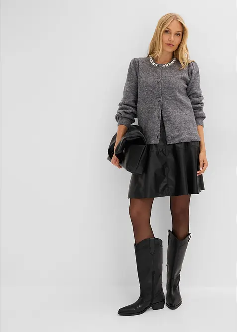 Gilet en maille &agrave; manches bouffantes, bonprix