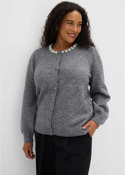 Strickjacke mit Puff&auml;rmeln, bonprix