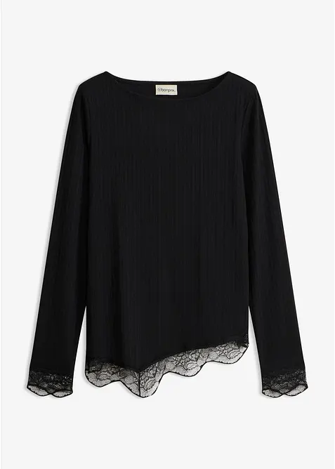 Langarmshirt mit Spitzensaum, bonprix