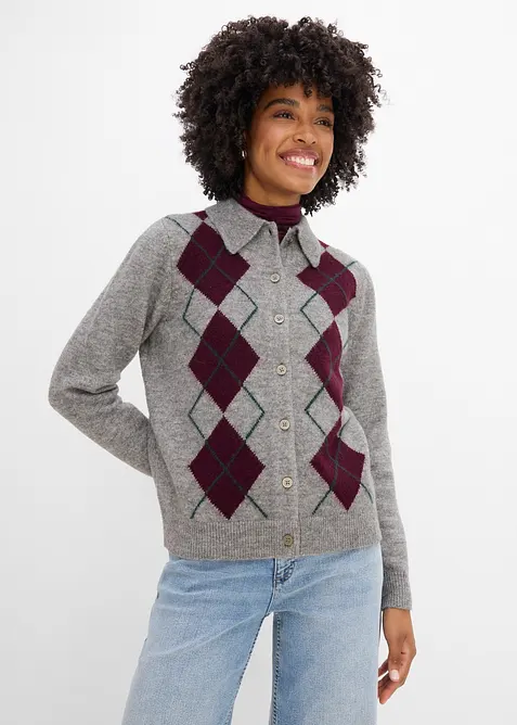 Strickjacke mit Polokragen, bonprix