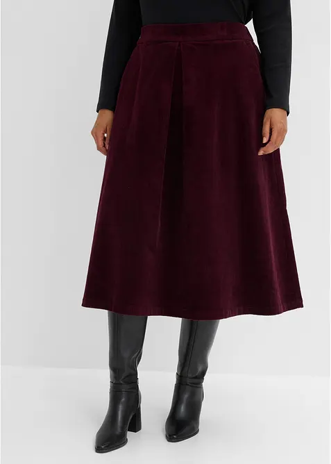 Jupe en velours c&ocirc;tel&eacute;, coton extensible, bonprix