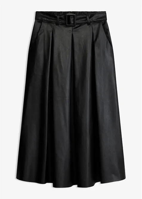 Jupe pliss&eacute;e enduite et ceinture (ens. 2&nbsp;pces), bonprix