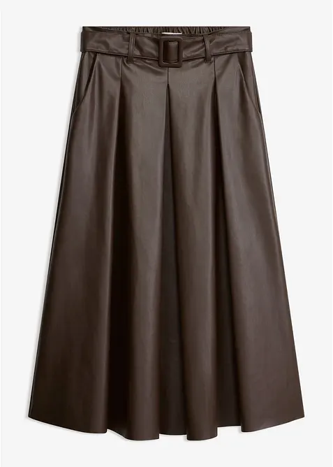 Jupe pliss&eacute;e enduite et ceinture (ens. 2&nbsp;pces), bonprix