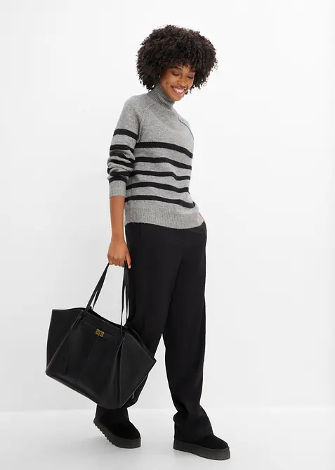 Pull en maille large &agrave; col roul&eacute;, bonprix