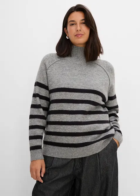 Pull en maille large &agrave; col roul&eacute;, bonprix