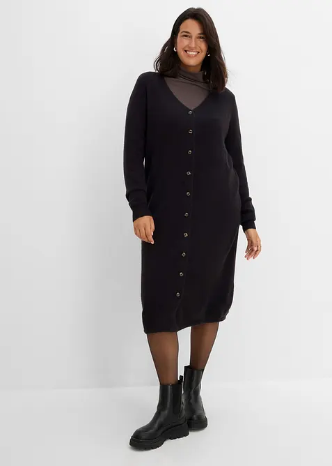 Robe en maille avec patte de boutonnage, bonprix