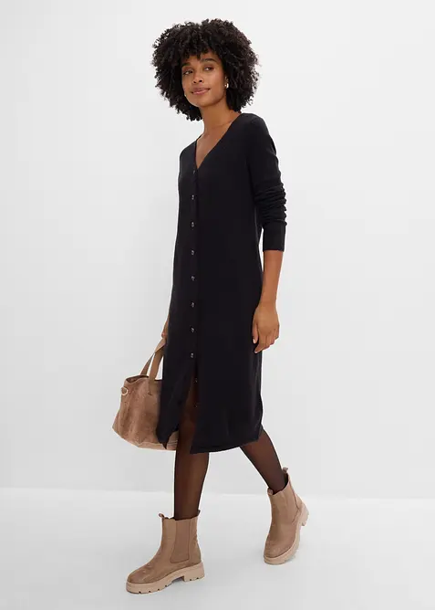 Robe en maille avec patte de boutonnage, bonprix