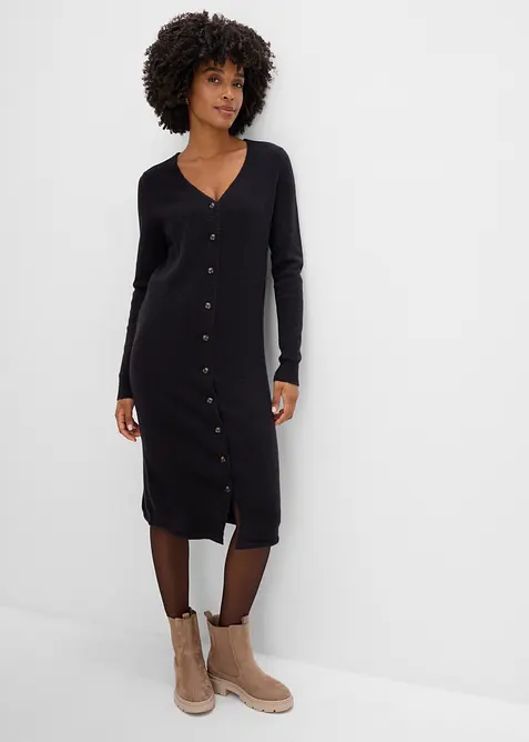 Robe en maille avec patte de boutonnage, bonprix
