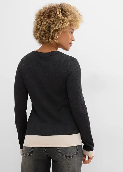 Gilet en fine maille effet 2 en 1, viscose majoritaire, bonprix