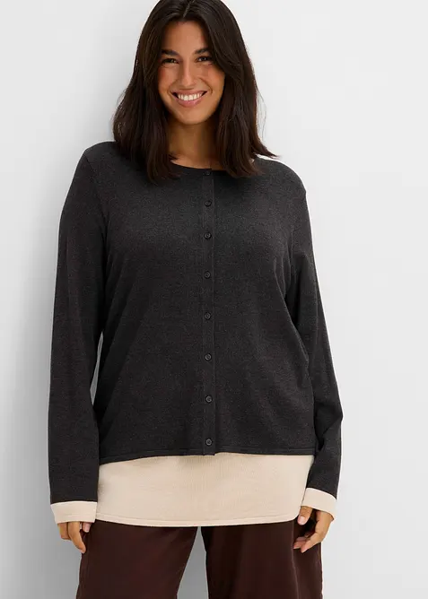2-in-1 Feinstrickjacke mit Viskose, bonprix