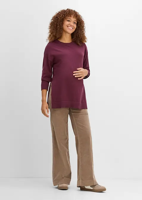 Unterbauch-Umstandshose aus Stretch-Cord, Wide Leg, bonprix