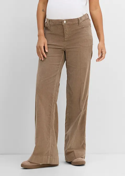 Unterbauch-Umstandshose aus Stretch-Cord, Wide Leg, bonprix