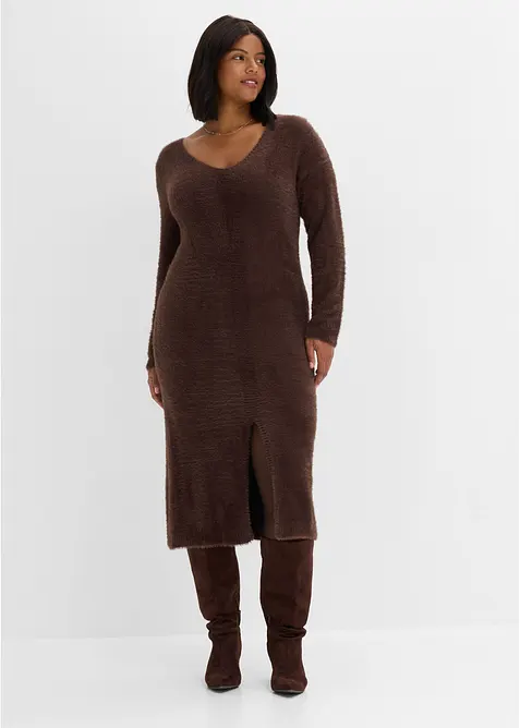 Robe midi en maille poilue, bonprix