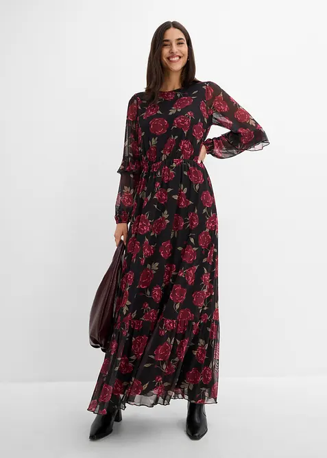 Maxikleid aus softem Mesh, bonprix