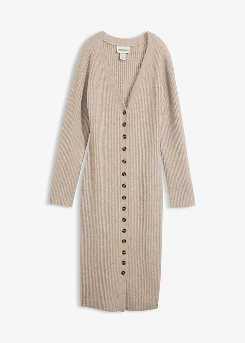 Robe midi en maille &agrave; boutons, bonprix