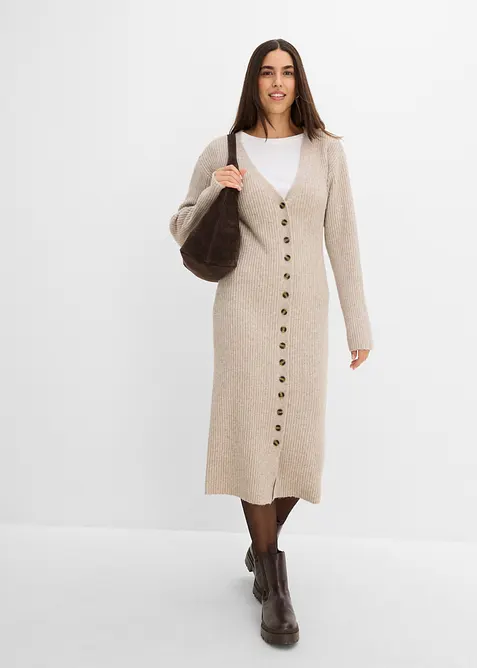 Robe midi en maille &agrave; boutons, bonprix
