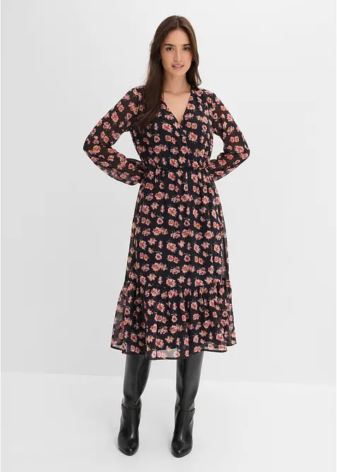 Bedrucktes Midi-Chiffonkleid, bonprix